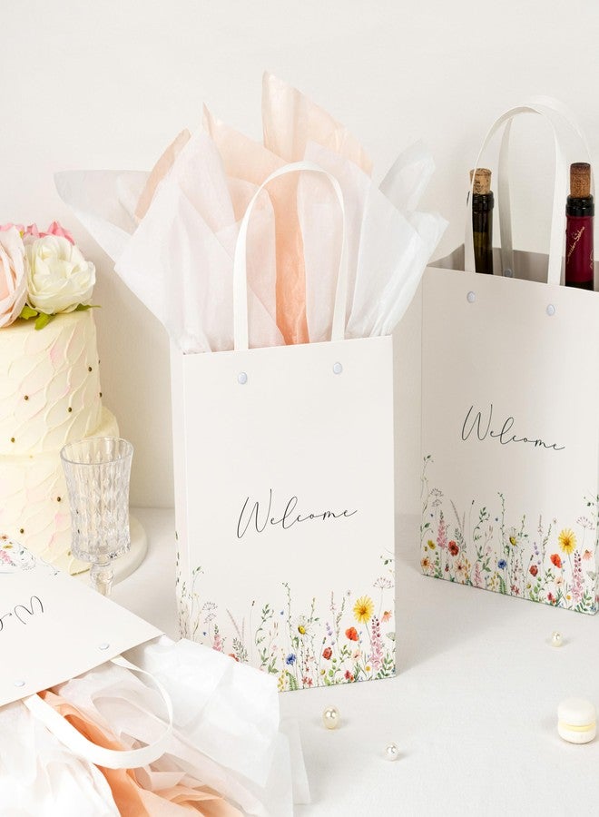 Crisky Wildflower Welcome Gift Bags for Wedding Hotel Guests, Bridal Baby Shower, 10"x8"x4", 25 Pack - Image 4